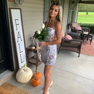 Silver mini dress with side cut outs